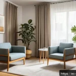 Home 19 상담심리사 코칭 역량 강화법 - A warm and inviting therapy room in a modern Spanish clinic, featuring a comfortable armchair and a ...
